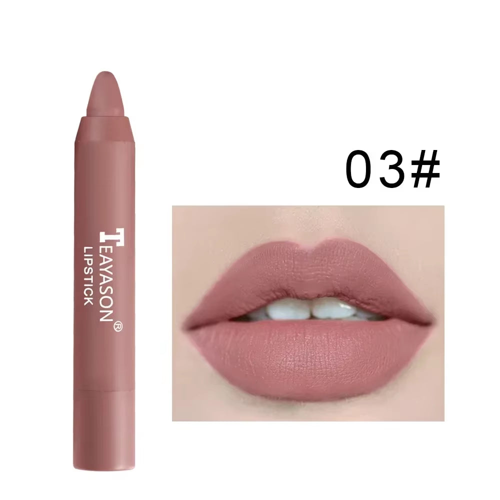Indulge in 12 Shades of Natural Matte Lipstick Pencil - Waterproof, Long-Lasting & Luxurious Lip Tint
