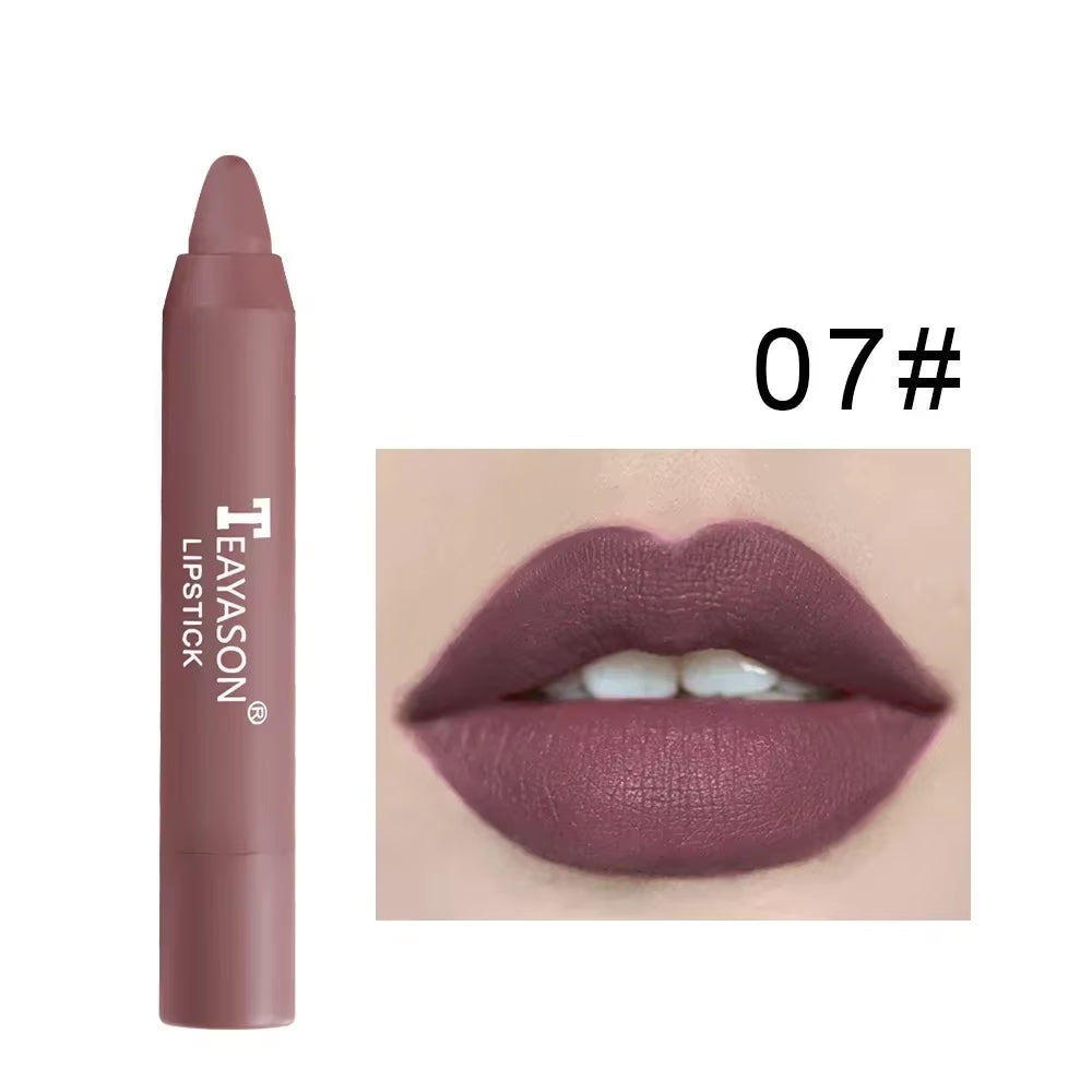 Indulge in 12 Shades of Natural Matte Lipstick Pencil - Waterproof, Long-Lasting & Luxurious Lip Tint