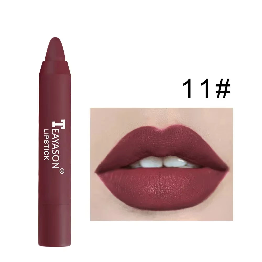Indulge in 12 Shades of Natural Matte Lipstick Pencil - Waterproof, Long-Lasting & Luxurious Lip Tint