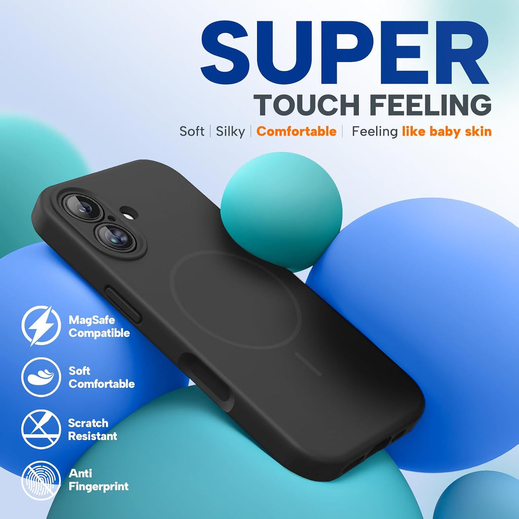 Sleek Magnetic iPhone 17 Case with MagSafe - Shockproof Silicone Protection & Integrated Camera Cover in Black