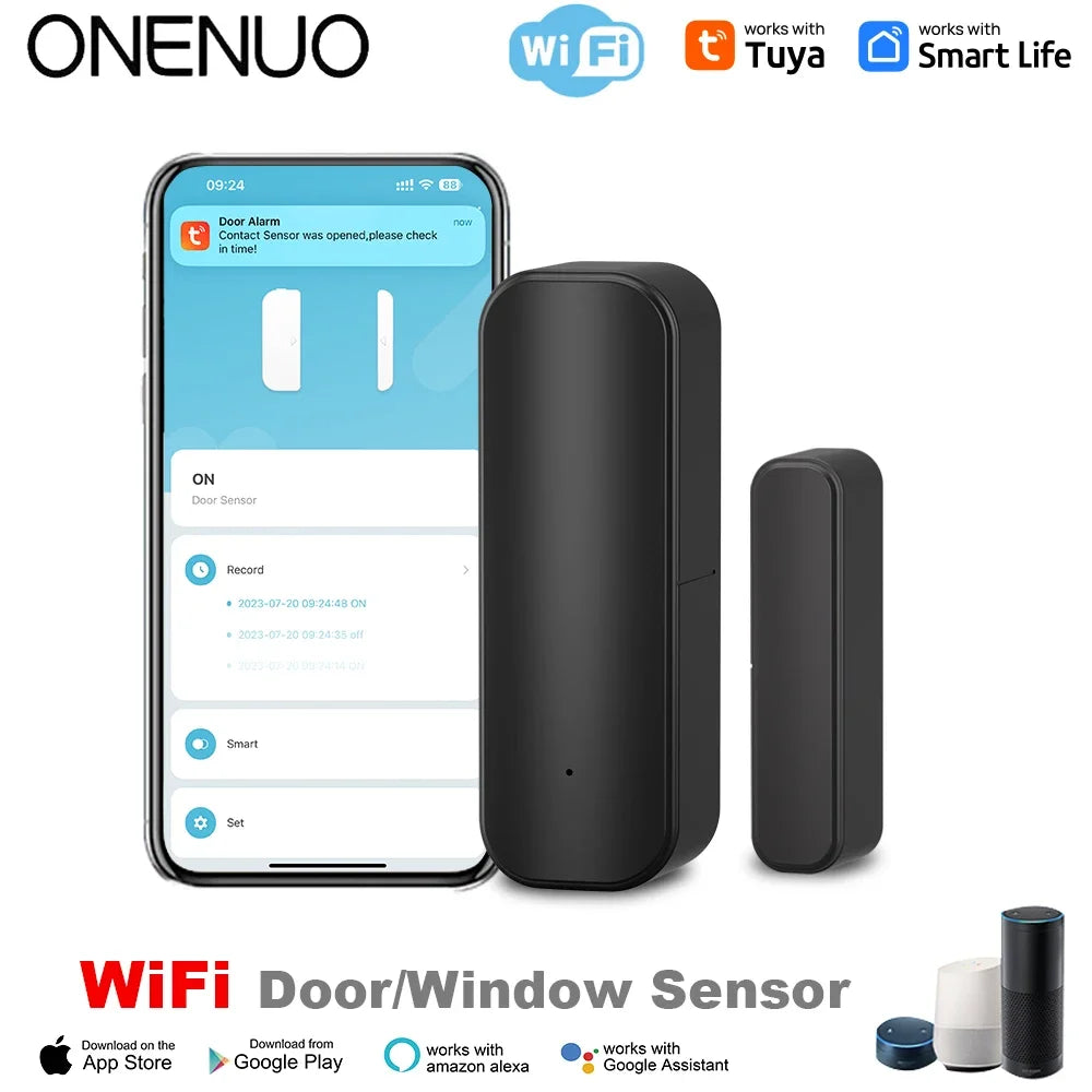 Revolutionize Your Home Security with Smart Wireless Door & Window Sensors - WiFi/Zigbee, Remote Monitoring & Voice Control Compatible!
