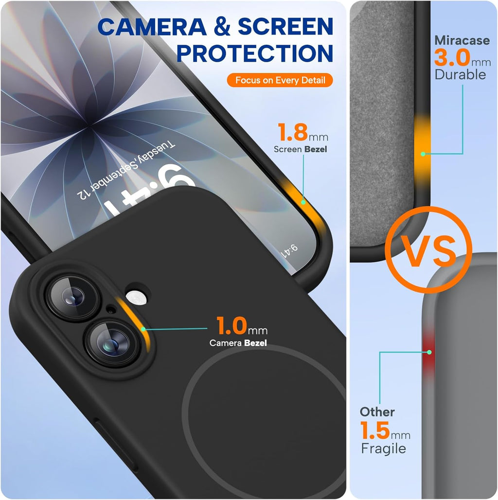 Sleek Magnetic iPhone 17 Case with MagSafe - Shockproof Silicone Protection & Integrated Camera Cover in Black