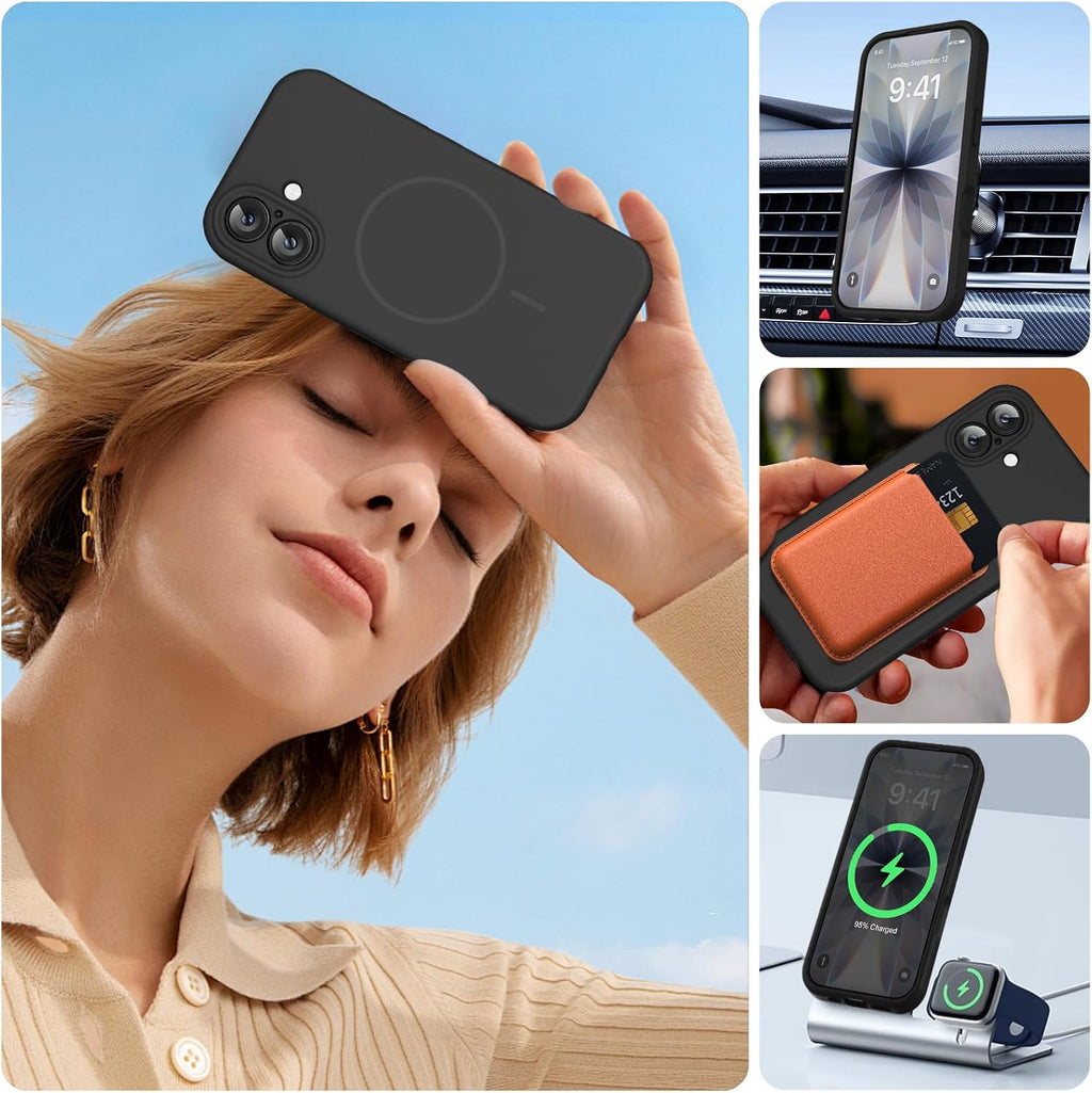 Sleek Magnetic iPhone 17 Case with MagSafe - Shockproof Silicone Protection & Integrated Camera Cover in Black