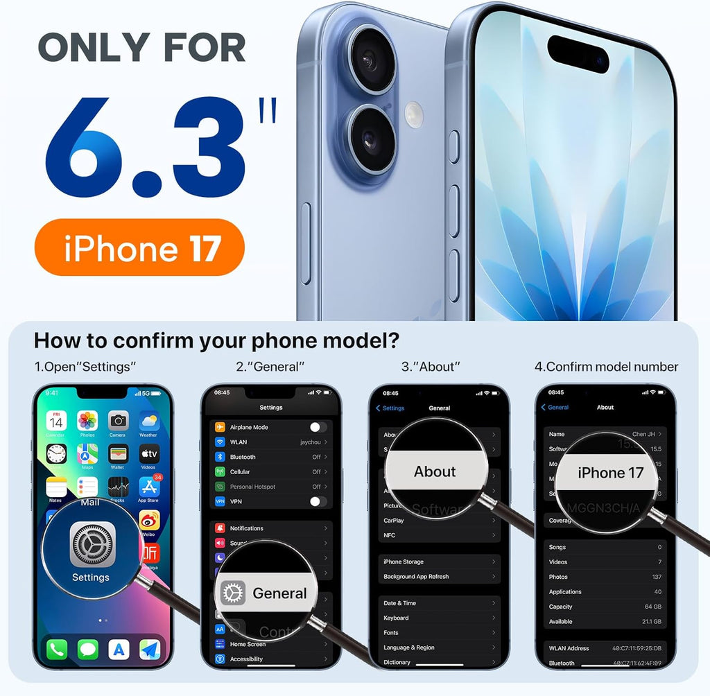 Sleek Magnetic iPhone 17 Case with MagSafe - Shockproof Silicone Protection & Integrated Camera Cover in Black