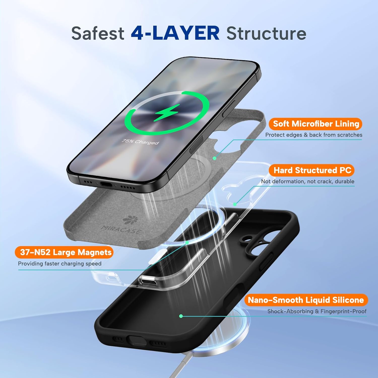 Sleek Magnetic iPhone 17 Case with MagSafe - Shockproof Silicone Protection & Integrated Camera Cover in Black