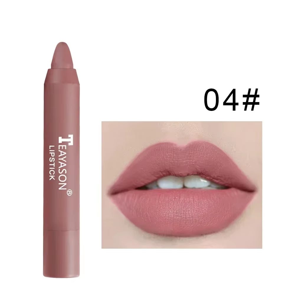 Indulge in 12 Shades of Natural Matte Lipstick Pencil - Waterproof, Long-Lasting & Luxurious Lip Tint