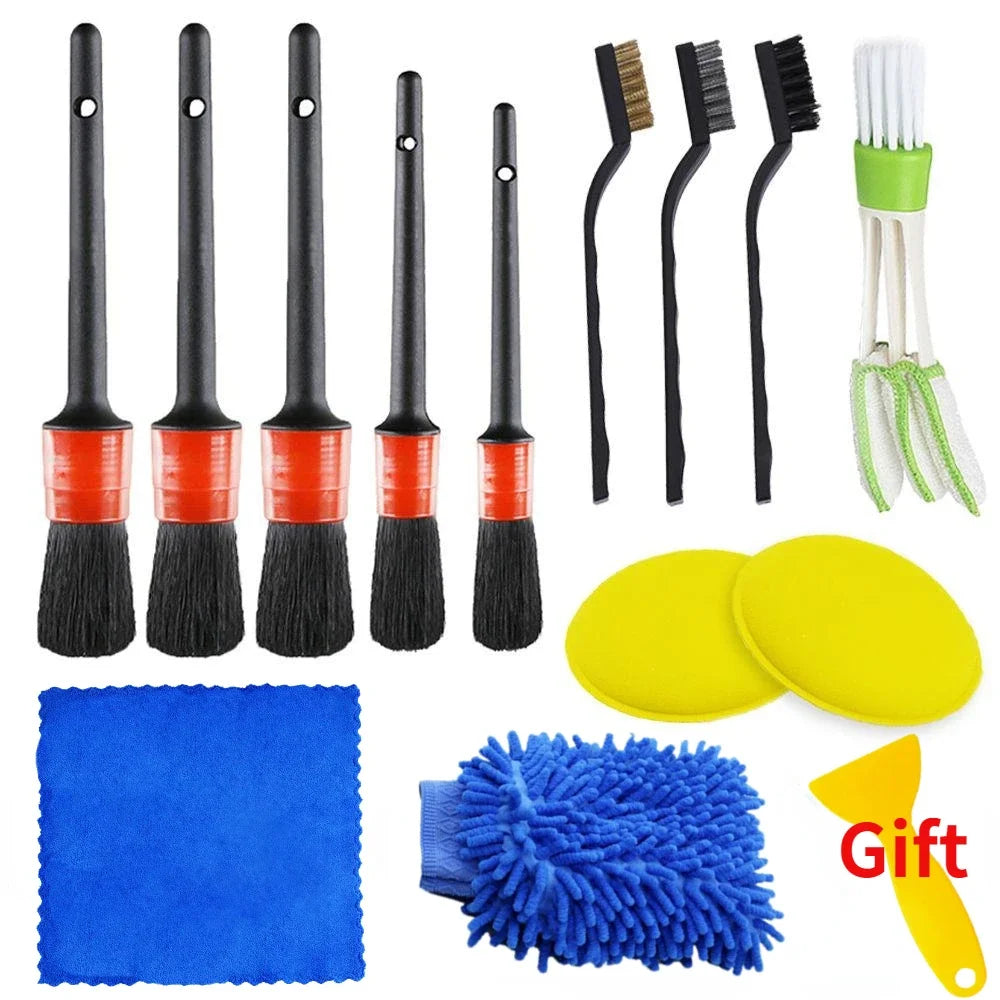 ZOPOSON Professional Car Cleaning Kit - Scrubber Drill Detailing Brush Set with Air Conditioner Vent Tools and Polishing Towels