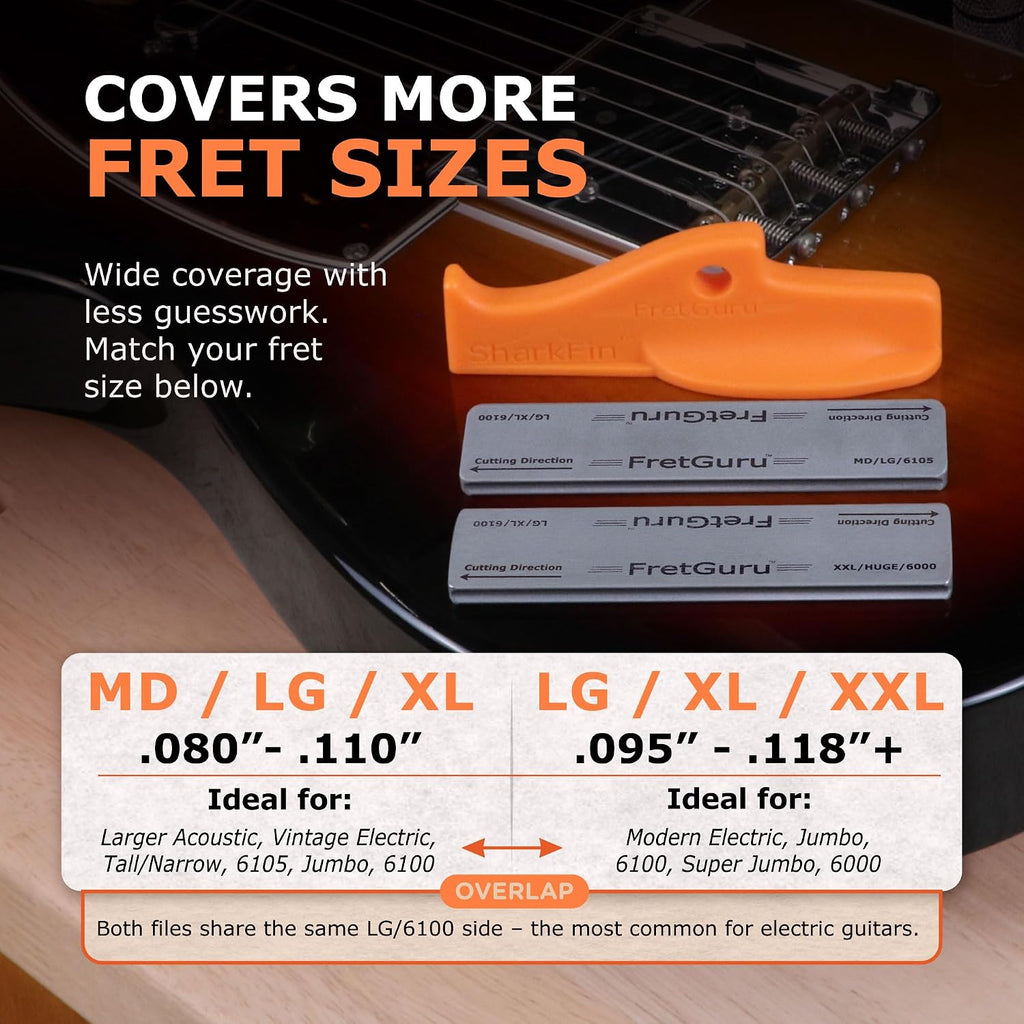 Unlock Precision Fret Crowning with the Sharkfin Guitar Fret Crowning File - Ergonomic Design & D.I.A. Geometry for Perfectly Shaped Frets in MD/LG/XL Sizes