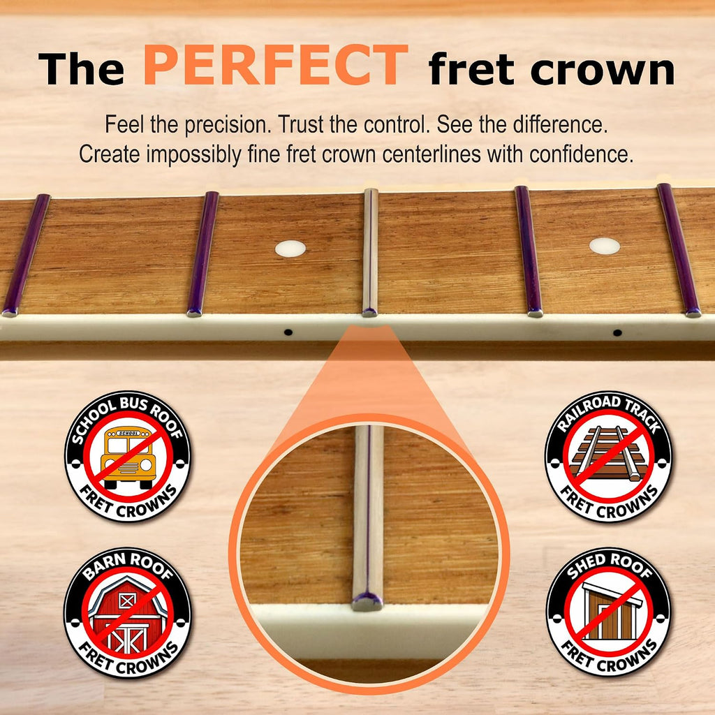 Unlock Precision Fret Crowning with the Sharkfin Guitar Fret Crowning File - Ergonomic Design & D.I.A. Geometry for Perfectly Shaped Frets in MD/LG/XL Sizes