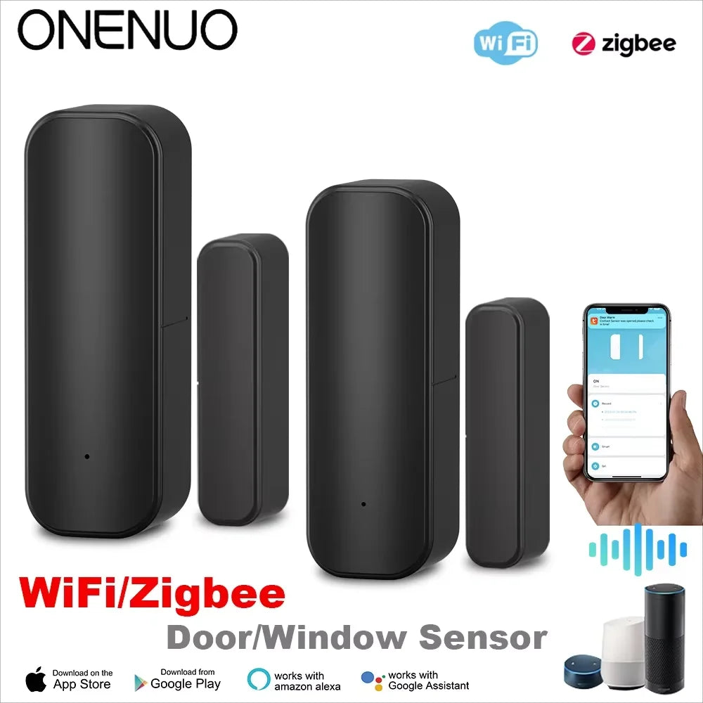 Revolutionize Your Home Security with Smart Wireless Door & Window Sensors - WiFi/Zigbee, Remote Monitoring & Voice Control Compatible!