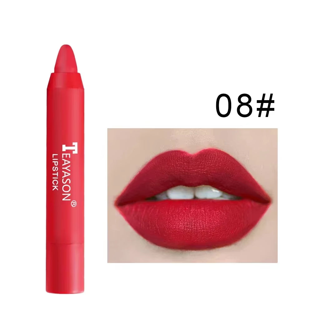 Indulge in 12 Shades of Natural Matte Lipstick Pencil - Waterproof, Long-Lasting & Luxurious Lip Tint