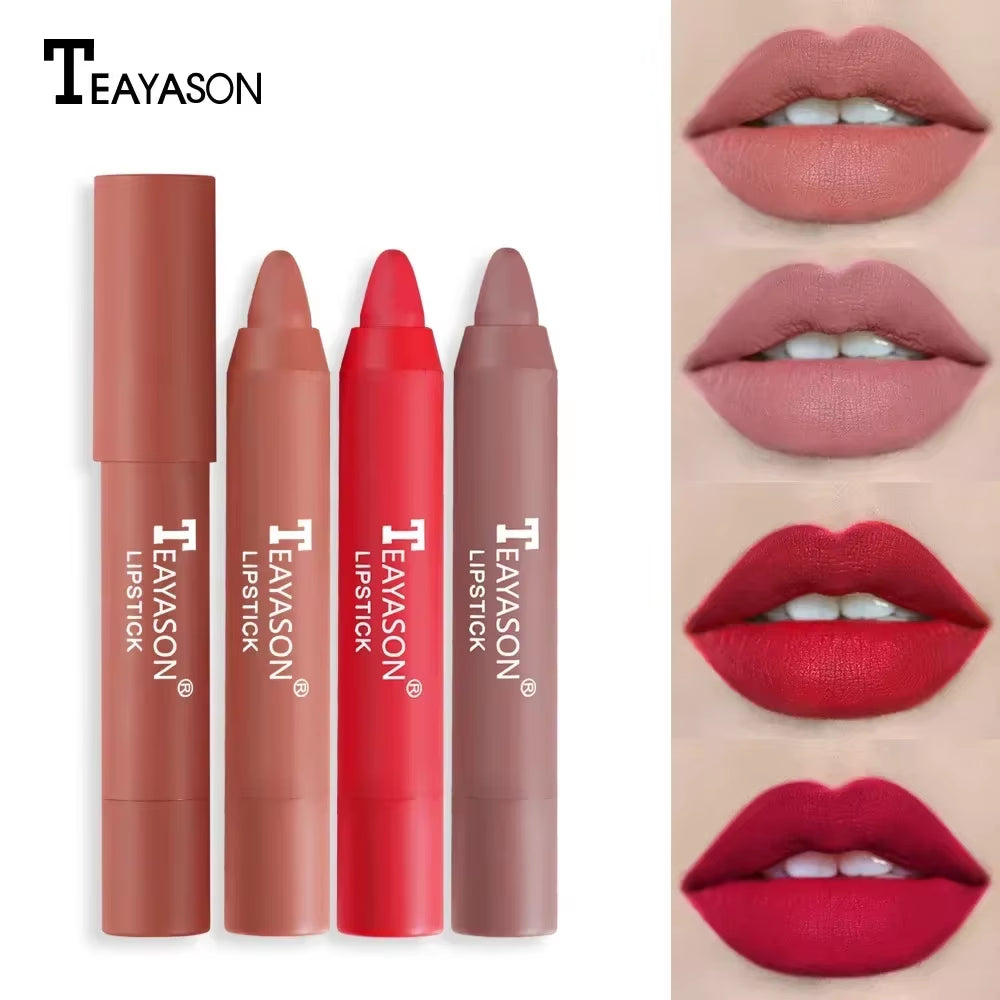 Indulge in 12 Shades of Natural Matte Lipstick Pencil - Waterproof, Long-Lasting & Luxurious Lip Tint