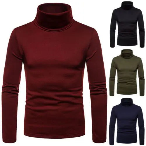 Upgrade Your Autumn Style with Our Men's Slim Fit Turtleneck Sweater - Perfectly Cozy Long Sleeve Pullover for Chilly Days