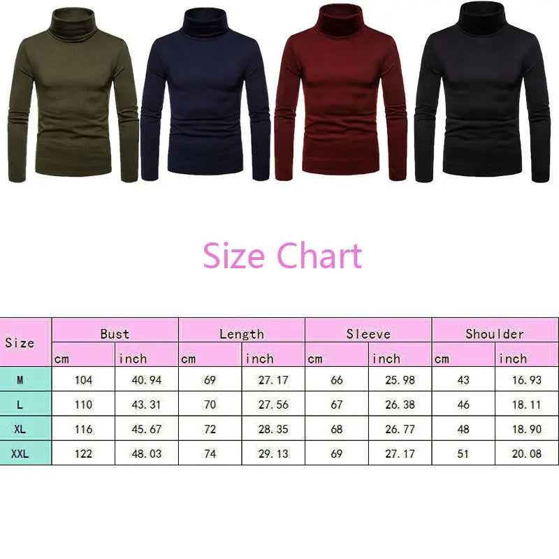 Upgrade Your Autumn Style with Our Men's Slim Fit Turtleneck Sweater - Perfectly Cozy Long Sleeve Pullover for Chilly Days