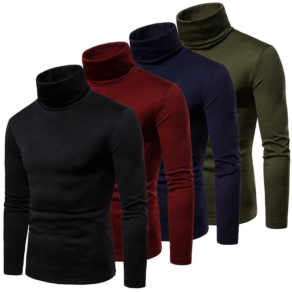 Upgrade Your Autumn Style with Our Men's Slim Fit Turtleneck Sweater - Perfectly Cozy Long Sleeve Pullover for Chilly Days
