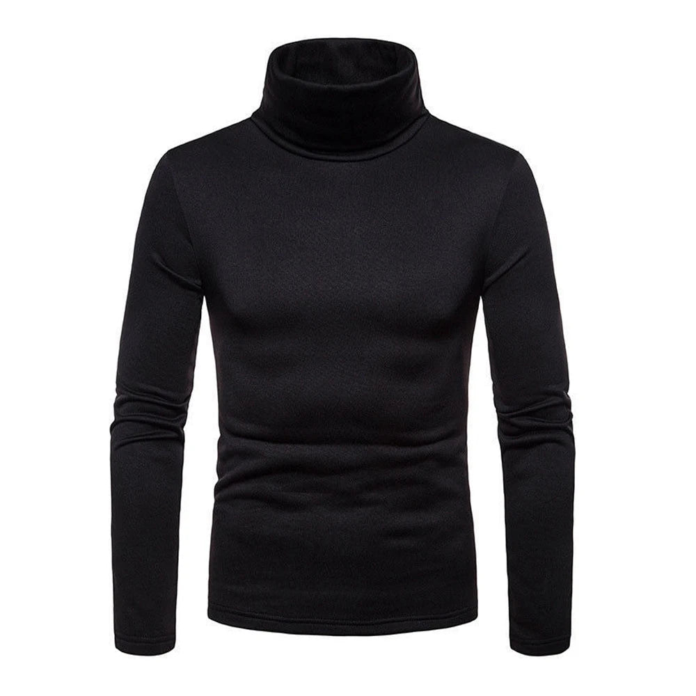 Upgrade Your Autumn Style with Our Men's Slim Fit Turtleneck Sweater - Perfectly Cozy Long Sleeve Pullover for Chilly Days