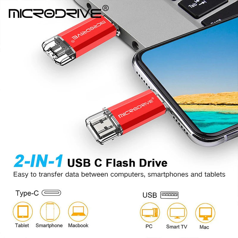 Unlock Lightning-Fast Data Transfers with Our Versatile 2-in-1 Type C USB Flash Drive - Choose Your Perfect Capacity!
