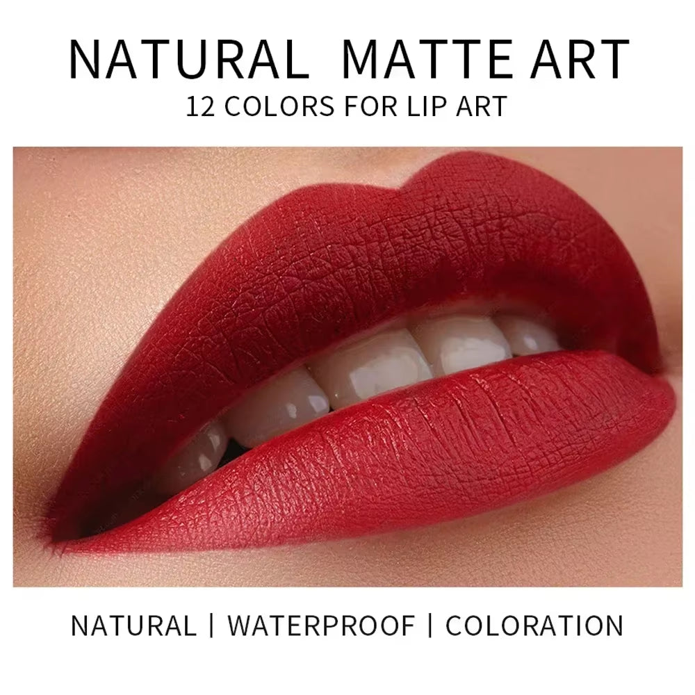 Indulge in 12 Shades of Natural Matte Lipstick Pencil - Waterproof, Long-Lasting & Luxurious Lip Tint