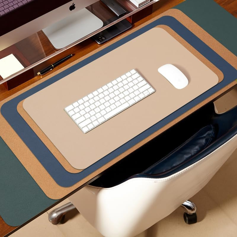 Transform Your Workspace with the Cork Dual-Sided Desk Mat - Stylish and Functional Desk Pad for Home and Office - Large Mouse Pad in Dark Blue (90cm x 43cm)