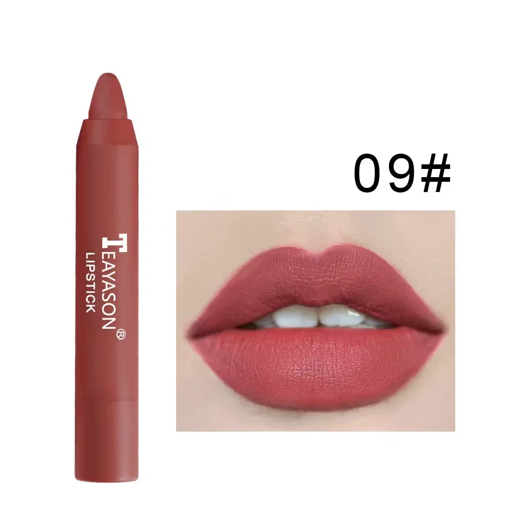 Indulge in 12 Shades of Natural Matte Lipstick Pencil - Waterproof, Long-Lasting & Luxurious Lip Tint