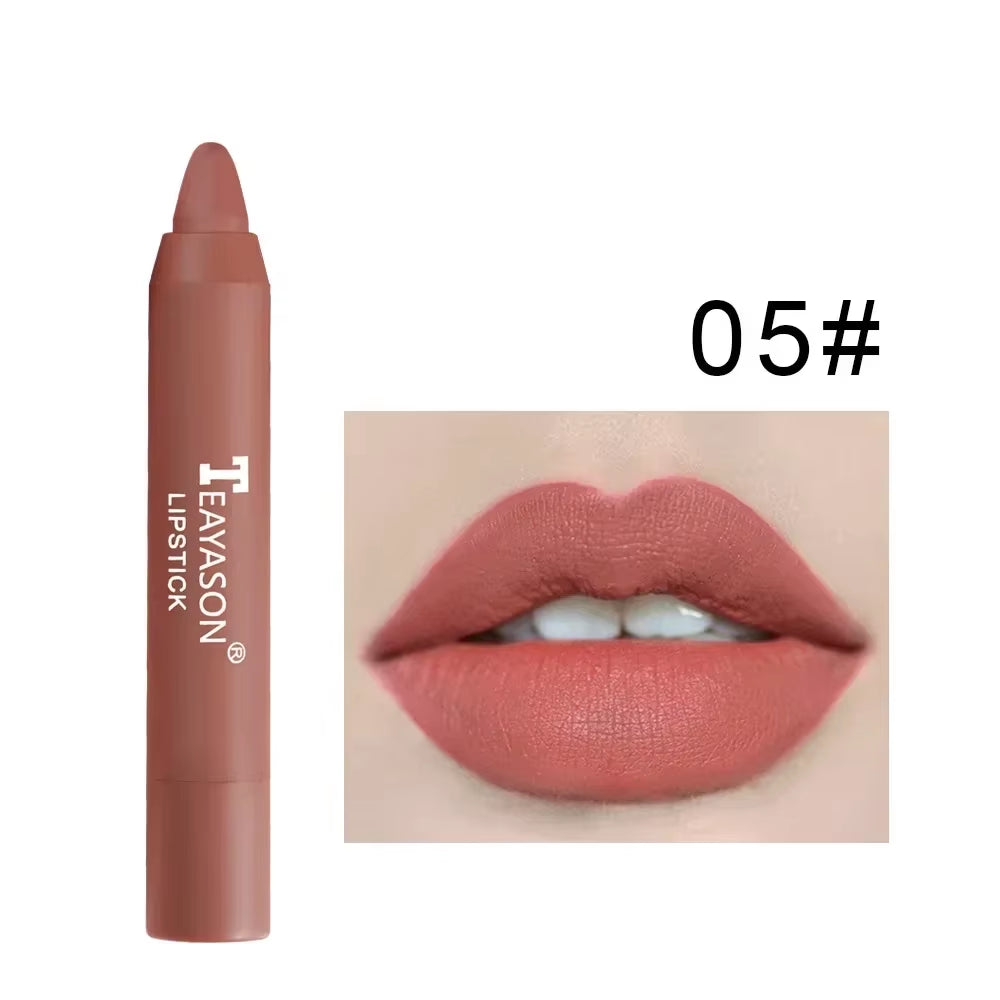 Indulge in 12 Shades of Natural Matte Lipstick Pencil - Waterproof, Long-Lasting & Luxurious Lip Tint