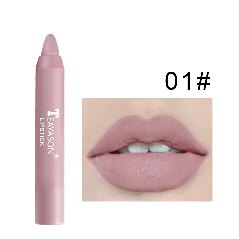 Indulge in 12 Shades of Natural Matte Lipstick Pencil - Waterproof, Long-Lasting & Luxurious Lip Tint